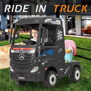 Licensed Mercedes Benz Actros Black 24V Electric Ride On Truck