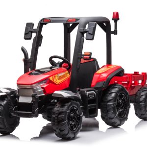 AgriTrac 24V Electric Ride On Tractor with Trailer Red