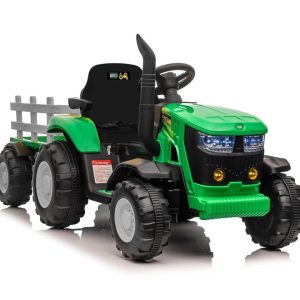 Farm Tech 12V Electric Ride On Tractor with Trailer Green